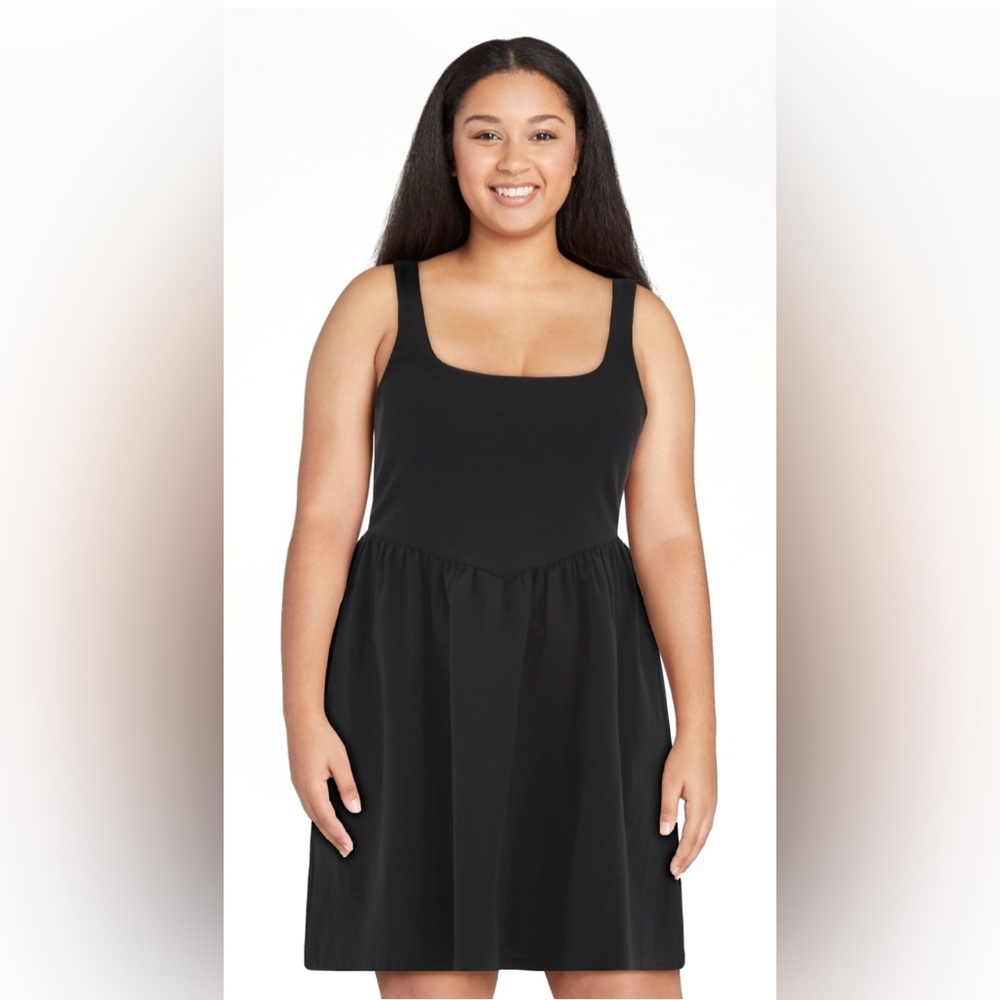 No Boundaries V Waist Fit & Flare Tank Dress Womens XL Whimsigoth Black Swancore